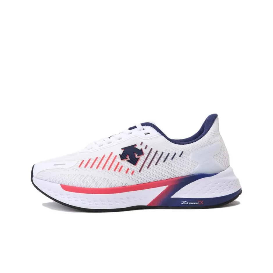 DESCENTE Противоскользящие устойчивые к истиранию низкие беговые кроссовки с топом унисекс белый красный