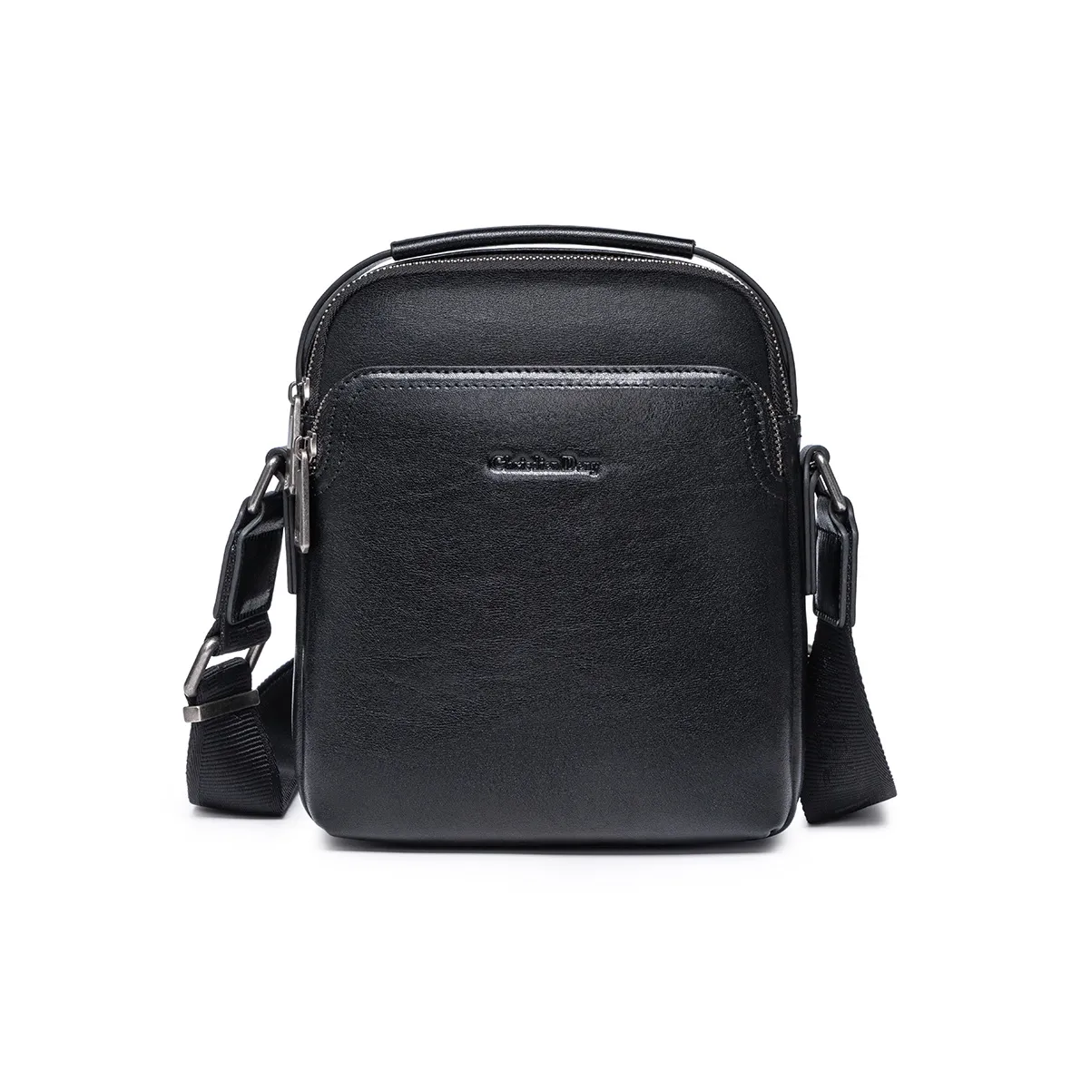 CHRISDIEN DENY Сумка через плечо из коровьей кожи среднего размера мужская черная