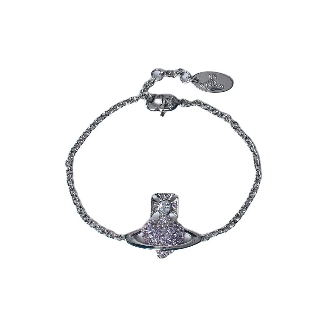 Вивьен Вествуд Кристалл Сатурн Браслет Женский Серебряный