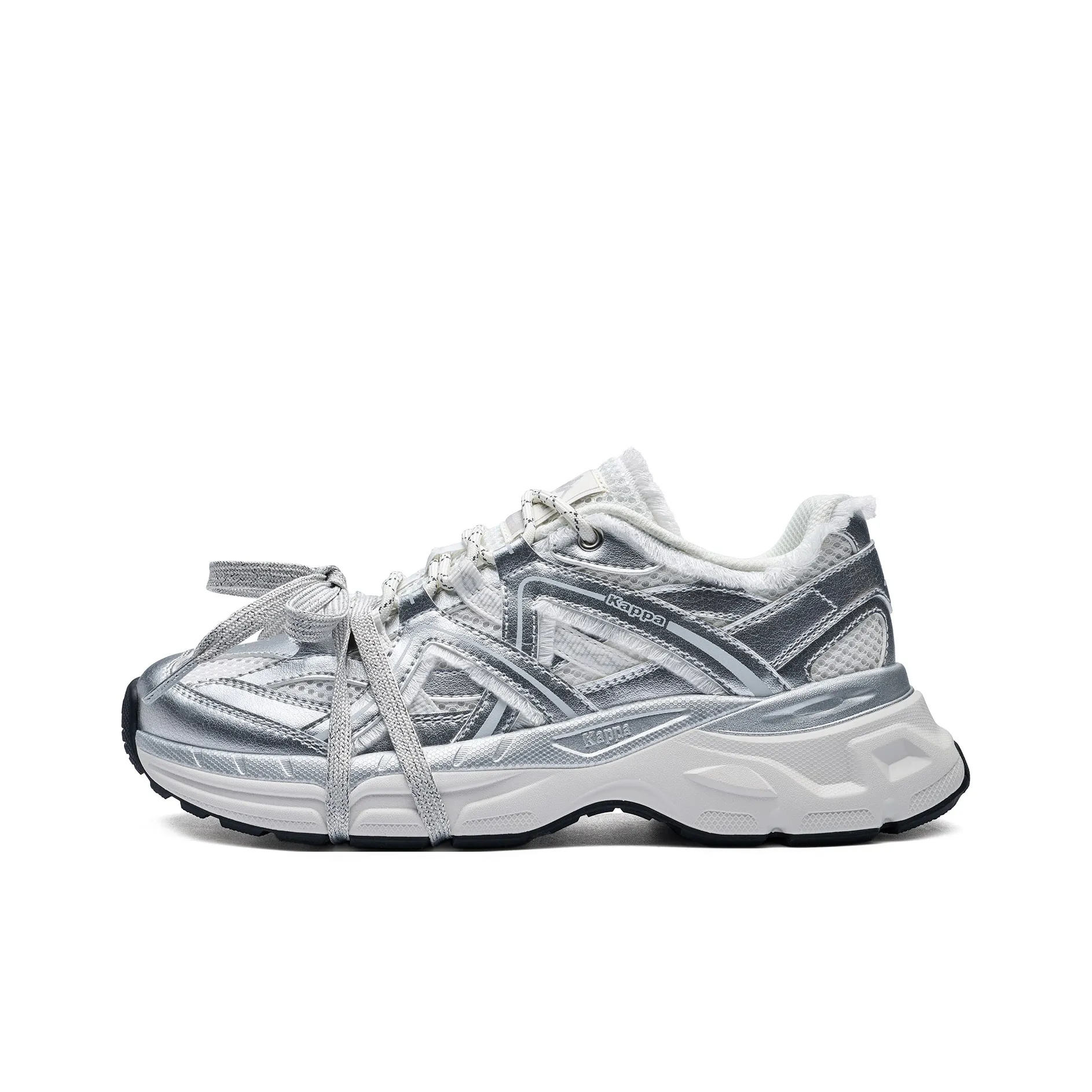 Kappa Back to Back Anti Slip Wear Resistant Low Top Chunky Sneakers Women's Silver White