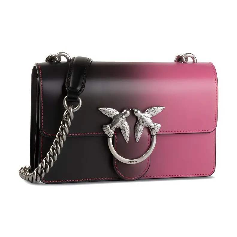 PINKO Leather Swallow Bag Crossbody Bag, Shoulder Bag Trumpets Women's Pink Black