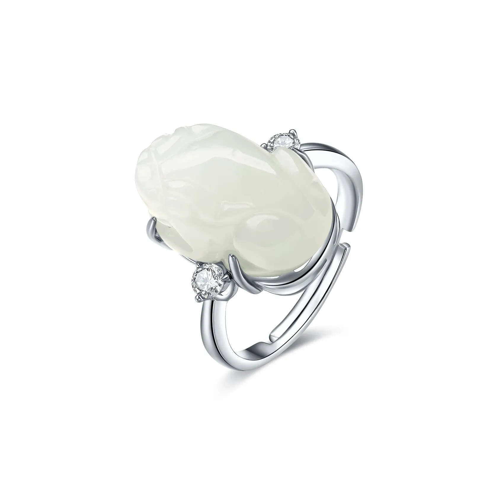 TAMINA Rings Pale Greenish White Jade Women's