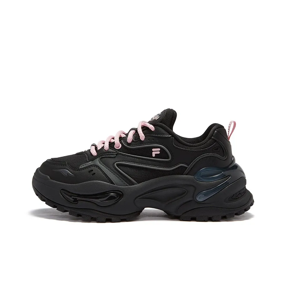 FILA FUSION EVA Gummies Устойчивые к истиранию Увеличение высоты Низкий Топ Кроссовки с толстой подошвой Женские Черные