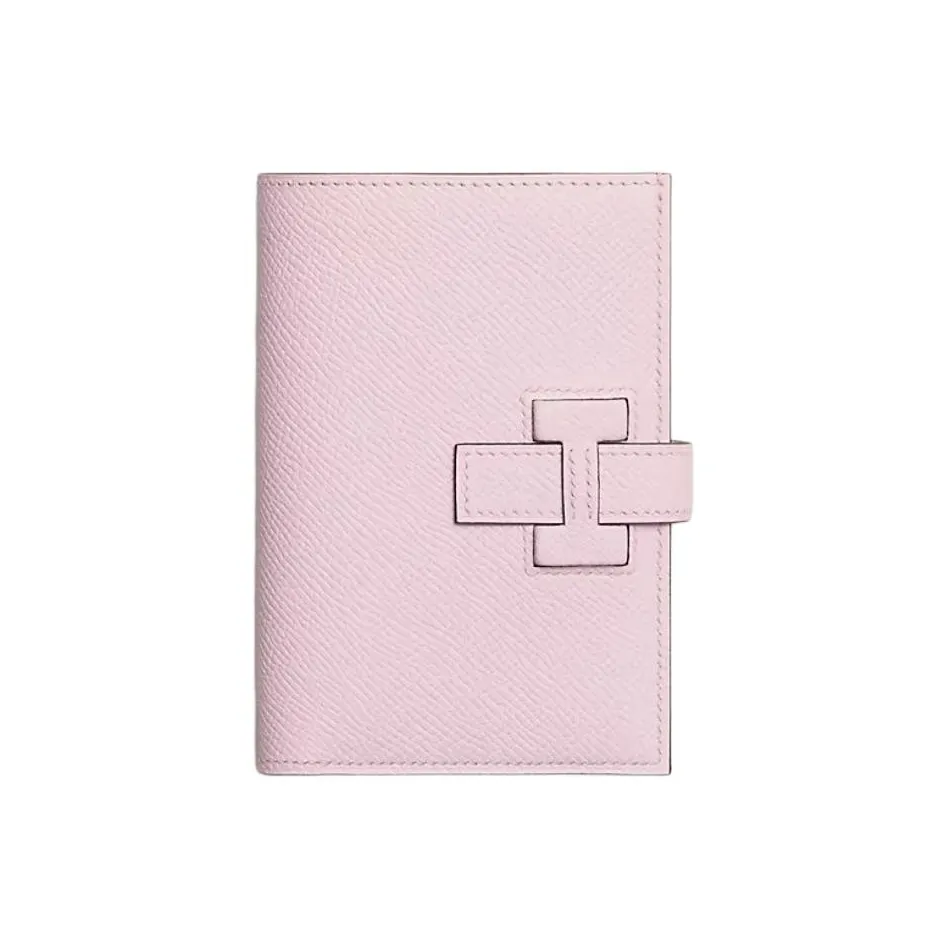 HERMES H Passant Epsom Calfskin Wallet Regular Women's Rose Darling