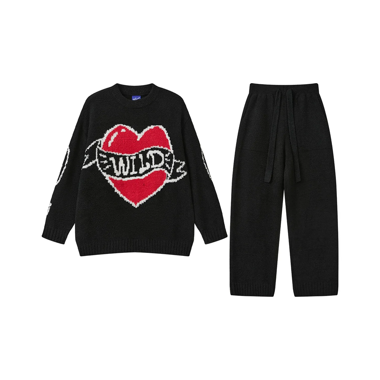 WILD ROOMS Fall And Winter Pajama Set Women's Black