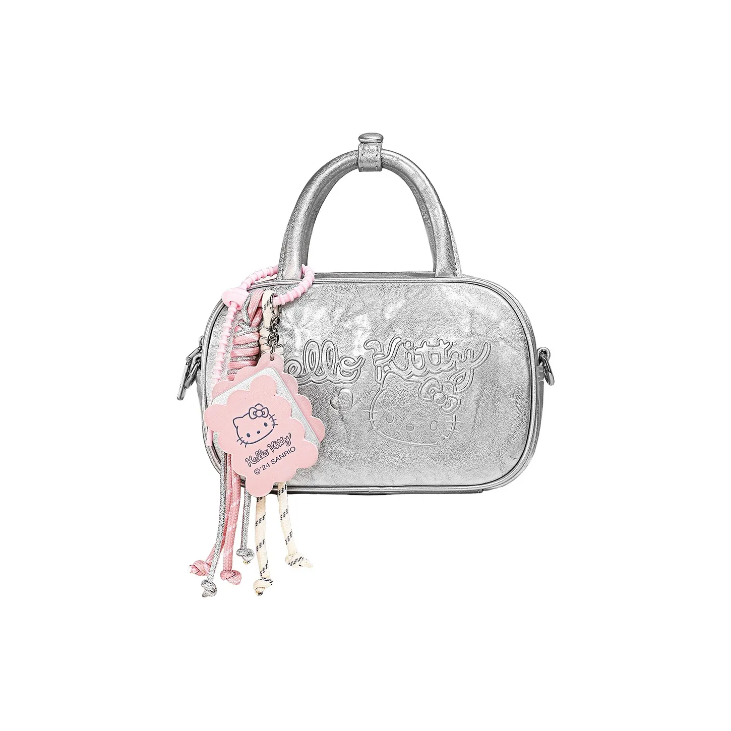 TOUTOU Hello Kitty Collaboration Hello Kitty Synthetic Leather Shoulder Bag, Crossbody Bag Regular Women's Silver/Pink