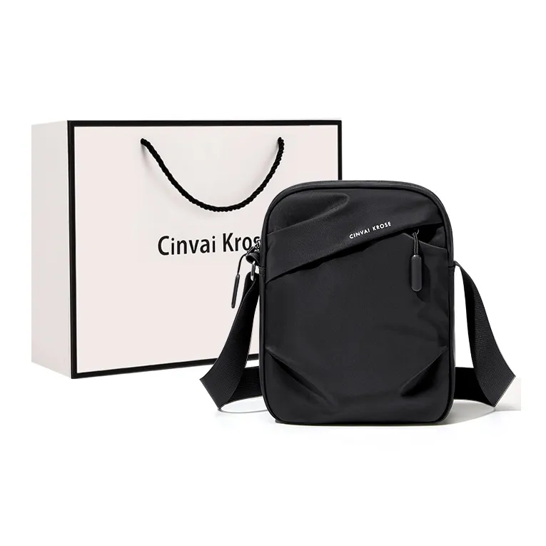 Simvay Clos Ткань Одно плечо Городской техвир Почтальон Сумка через плечо Маленький Мужской Черный