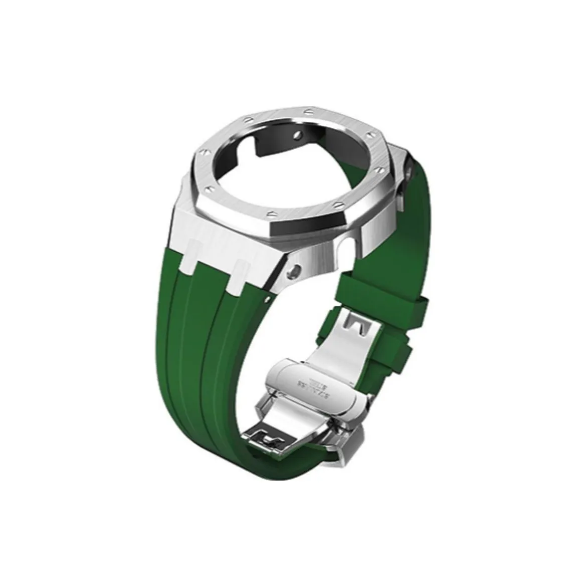 VENCREW Protective Case Casio Stainless Steel Case Material Silver Green 4.0 Unibody GA2100