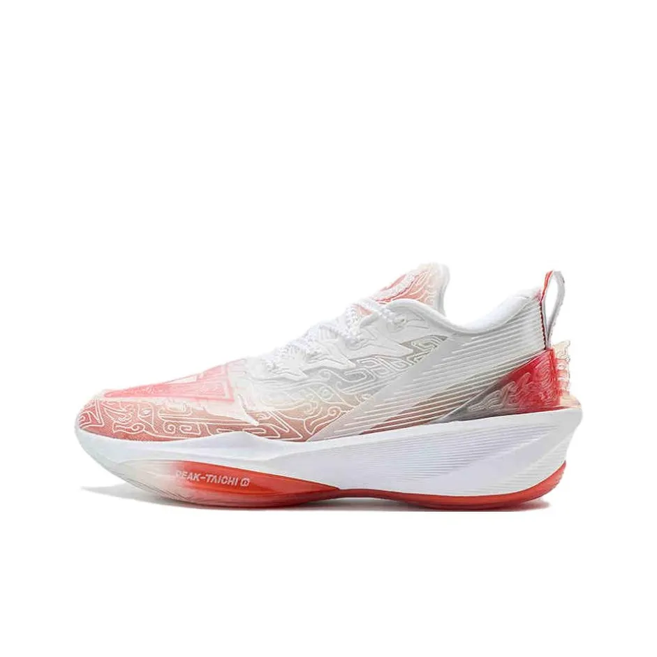PEAK Non slip Wear resistant Shock Absorption Low Top Basketball Shoes Men's White Red Silver