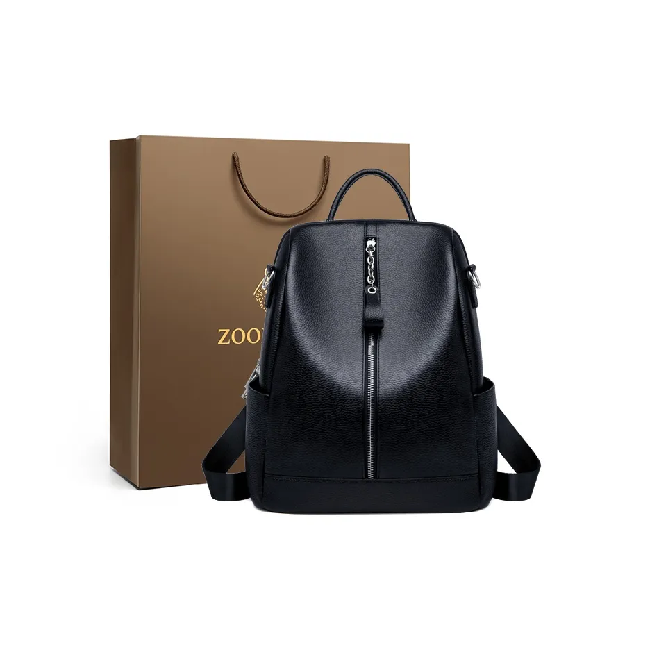 ZOOLER Рюкзак из крупнозернистой текстуры коровьей кожи стандартный женский черный