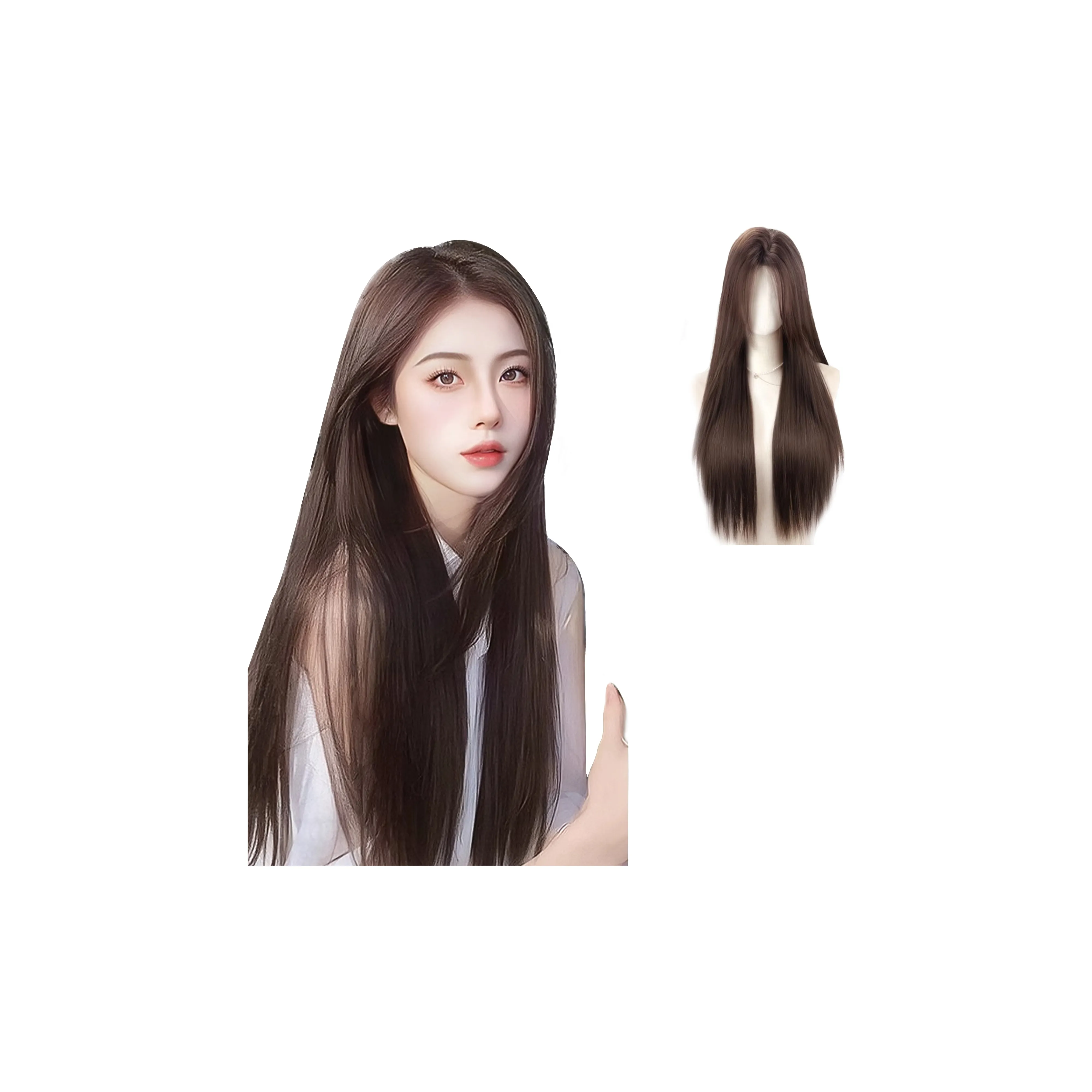 UMIFFA Длинные прямые парики с волосами холодный коричневый темный чайный льняной коричневый