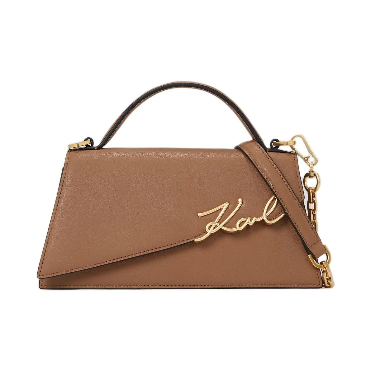 KARL LAGERFELD K/SIGNATURE Cow Leather Shoulder Bag, Crossbody Bag, Handbag Women's Brown