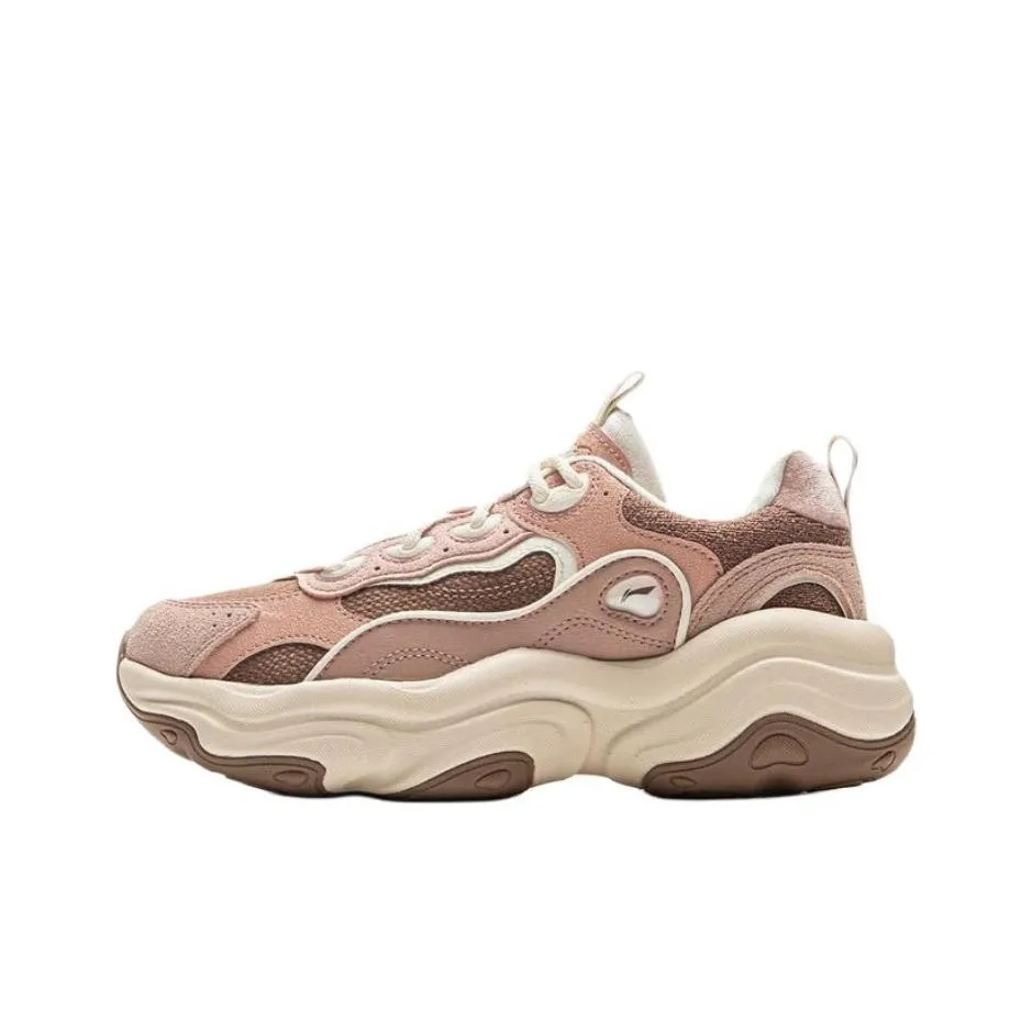 LiNing Honey 2 Slip Resistant Full Coverage Breathable Low Top Casual Shoes Women's Brown Pink