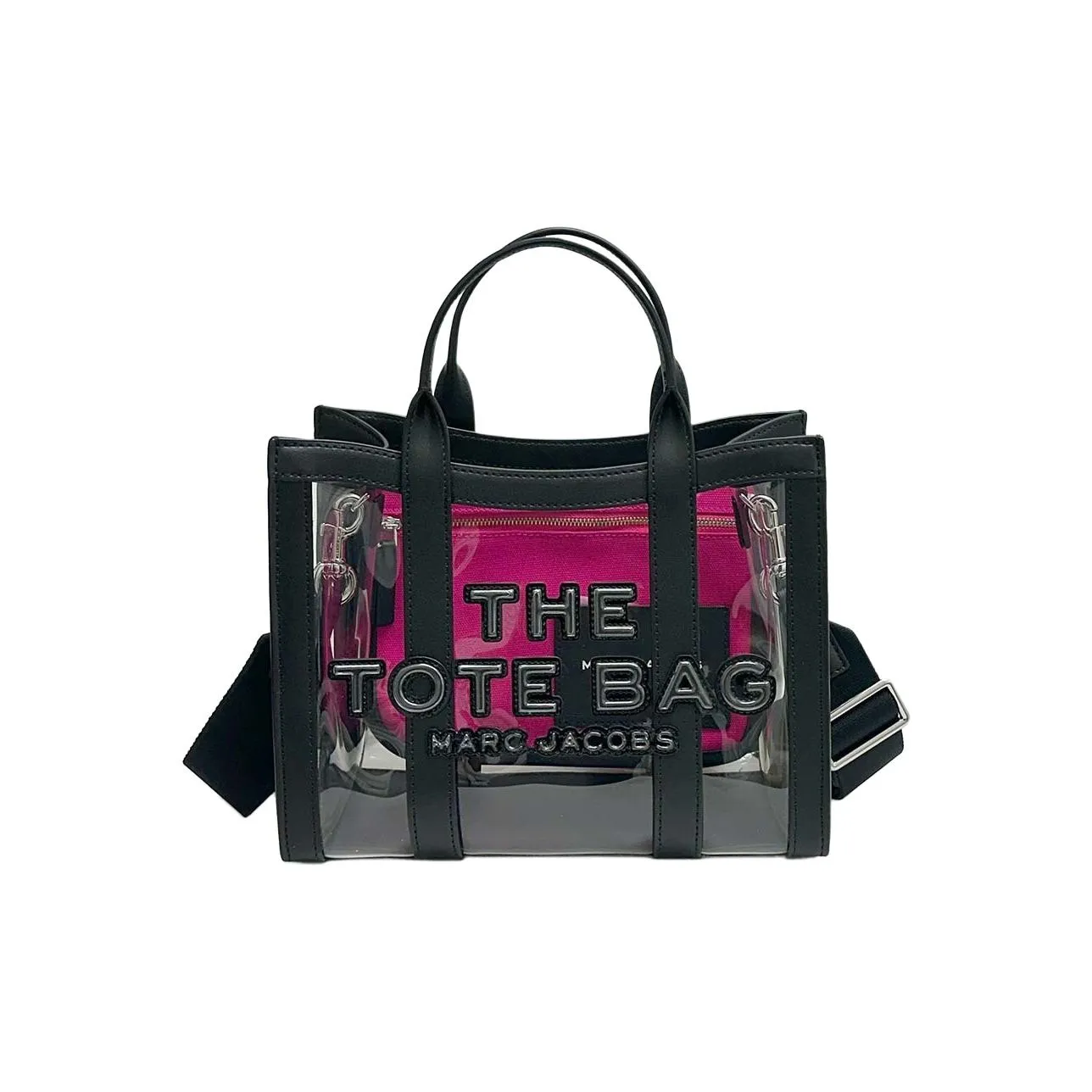 MARC JACOBS Polyvinyl Chloride Tote Bag, Shopping Bag, Shoulder Bag, Crossbody Bag, Handbag Small Size Women's Black