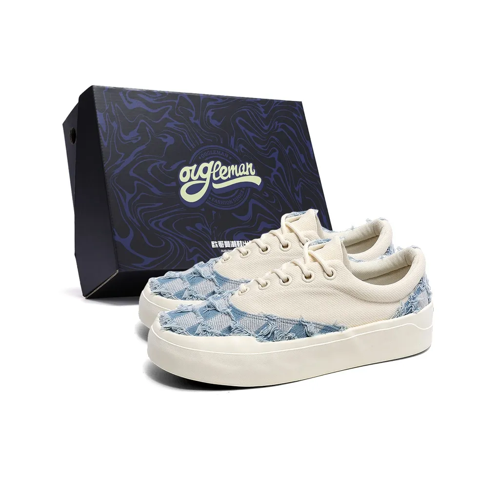 OUGLEMEN Slip Resistant, Abrasion Resistant, Lightweight Low Top Canvas Shoes Unisex
