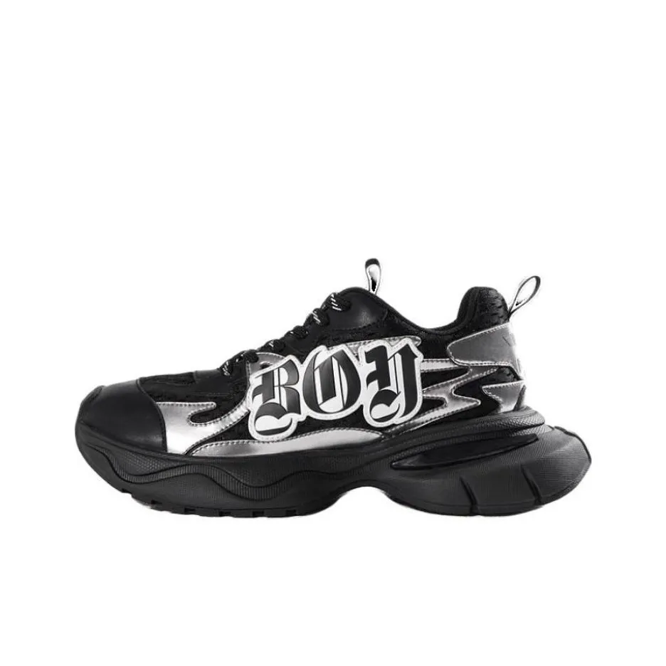 Boy London Низ Резистентный Низкий Топ Толстая Подошва Кроссовки Мужские Черные Серебряные