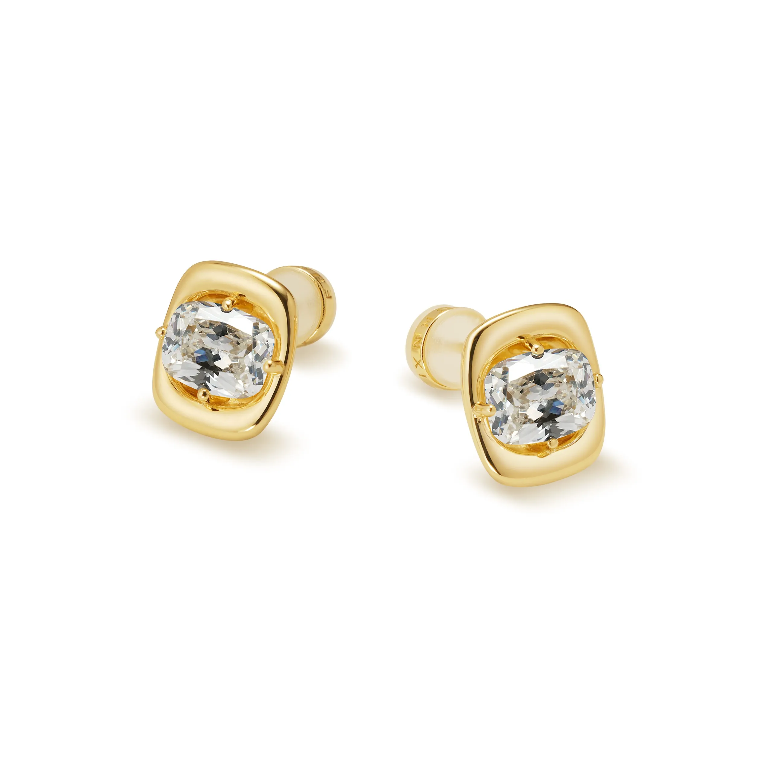 FUNNXI S925 Plated 18K Deep Gold Stud Earrings Women's