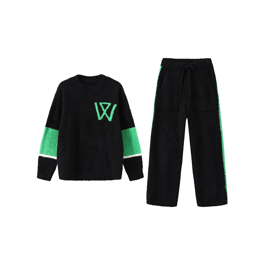 WILD ROOMS Fall And Winter Pajama Set Unisex Black