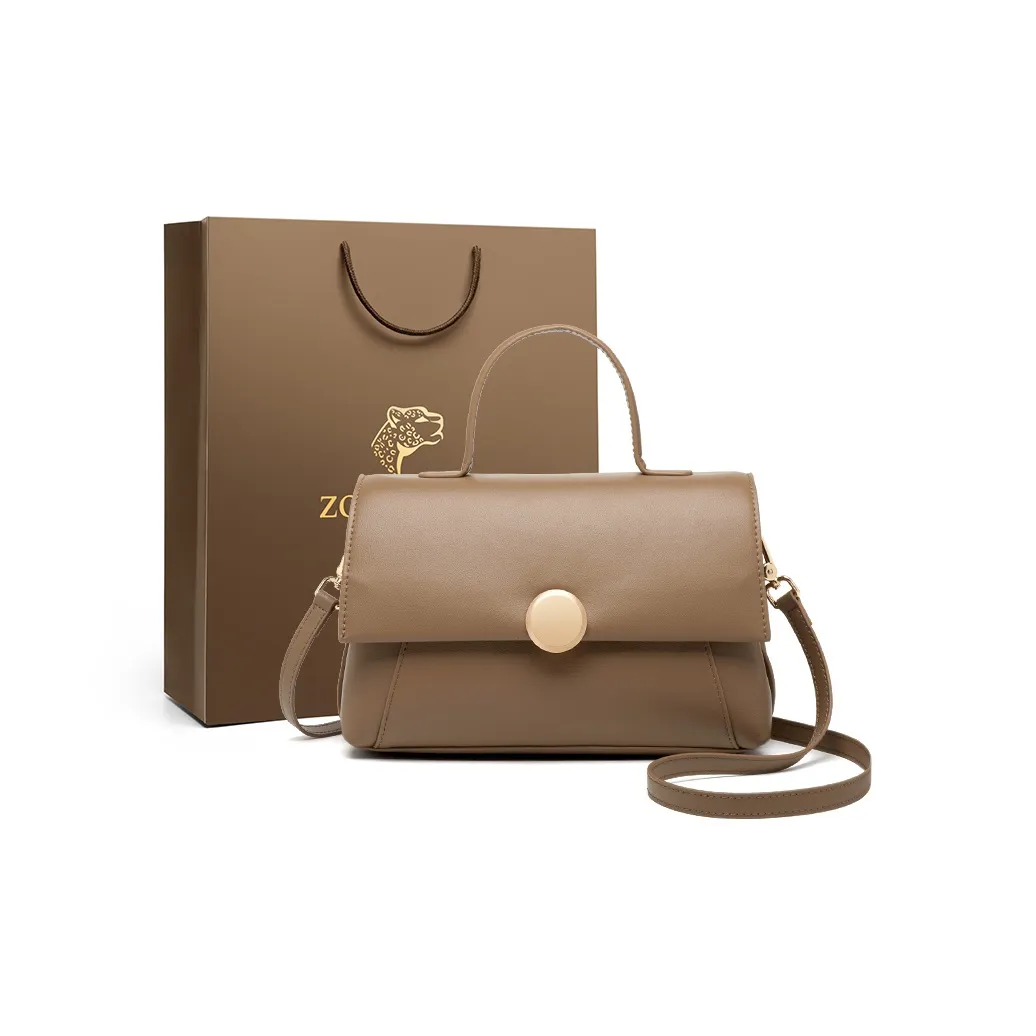 ZOOLER Сумка через плечо из крупнозернистой текстуры кожа коровы стандартная женская черный печенье кофейный темный хаки