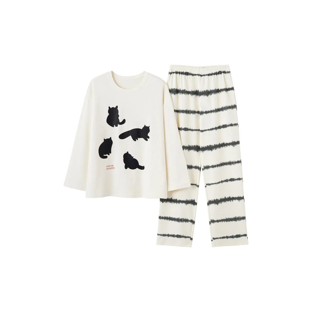 Lanza Pajama Set Women's White Cat