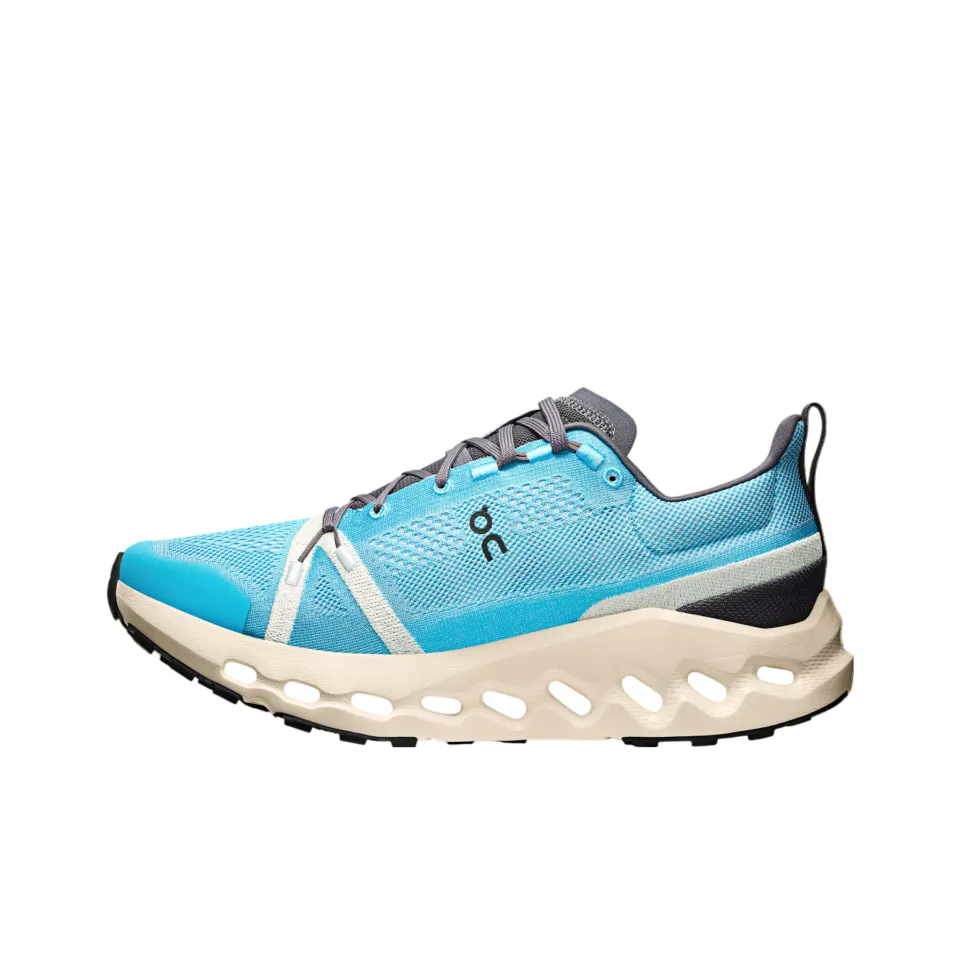 On Cloudsurfer Trail Slip-переносный и дышащий низкий топ Trail беговые кроссовки Мужской Синий Серый