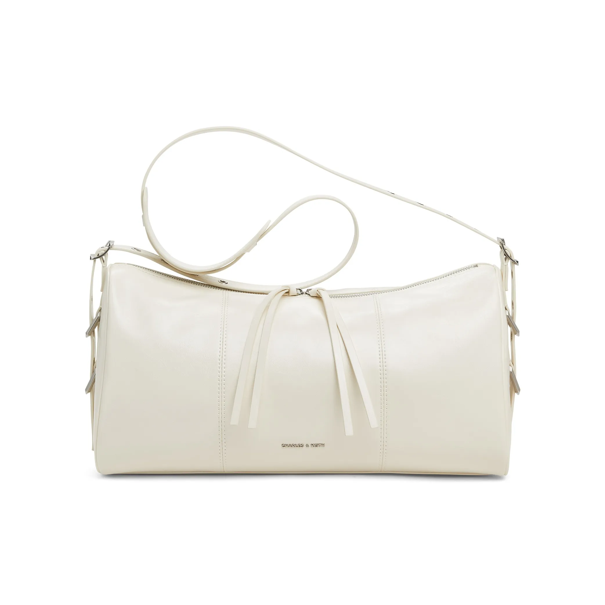 CHARLES KEITH ПУ (полиуретан) Сумка через плечо Большая Женская Черный Кремовый Молочный Белый