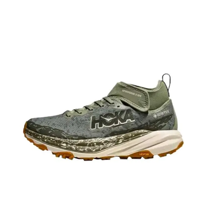 HOKA ONE ONE SPEEDGOAT 6 MID Top Trail Беговые кроссовки Мужской Горчичный зеленый