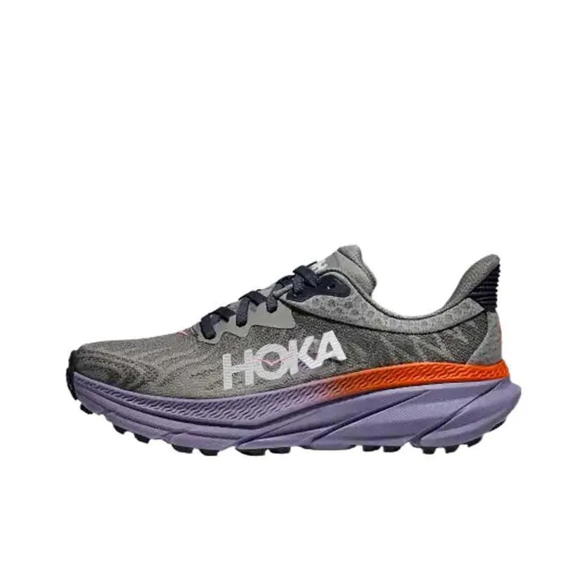 HOKA ONE ONE Challenger 7 Abrasion Resistant Low Top Trail Running Marathon Running Shoes Women's Gray
