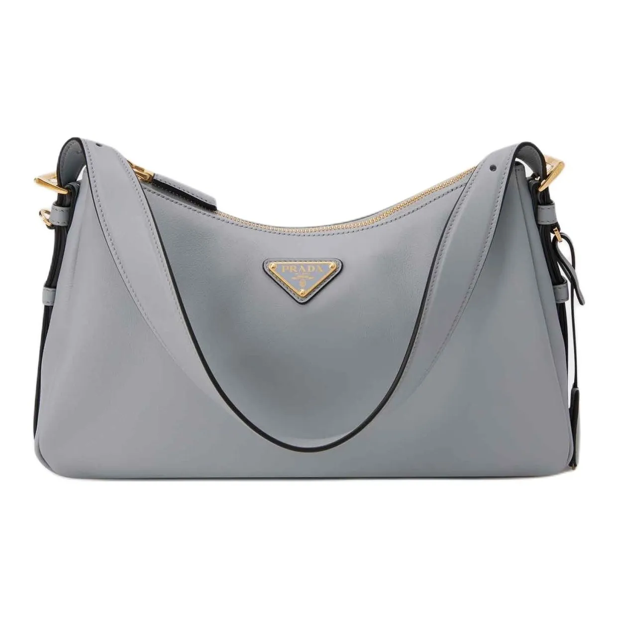PRADA Aimee Cow Leather Shoulder Bag Medium Size Women's Haze Blue