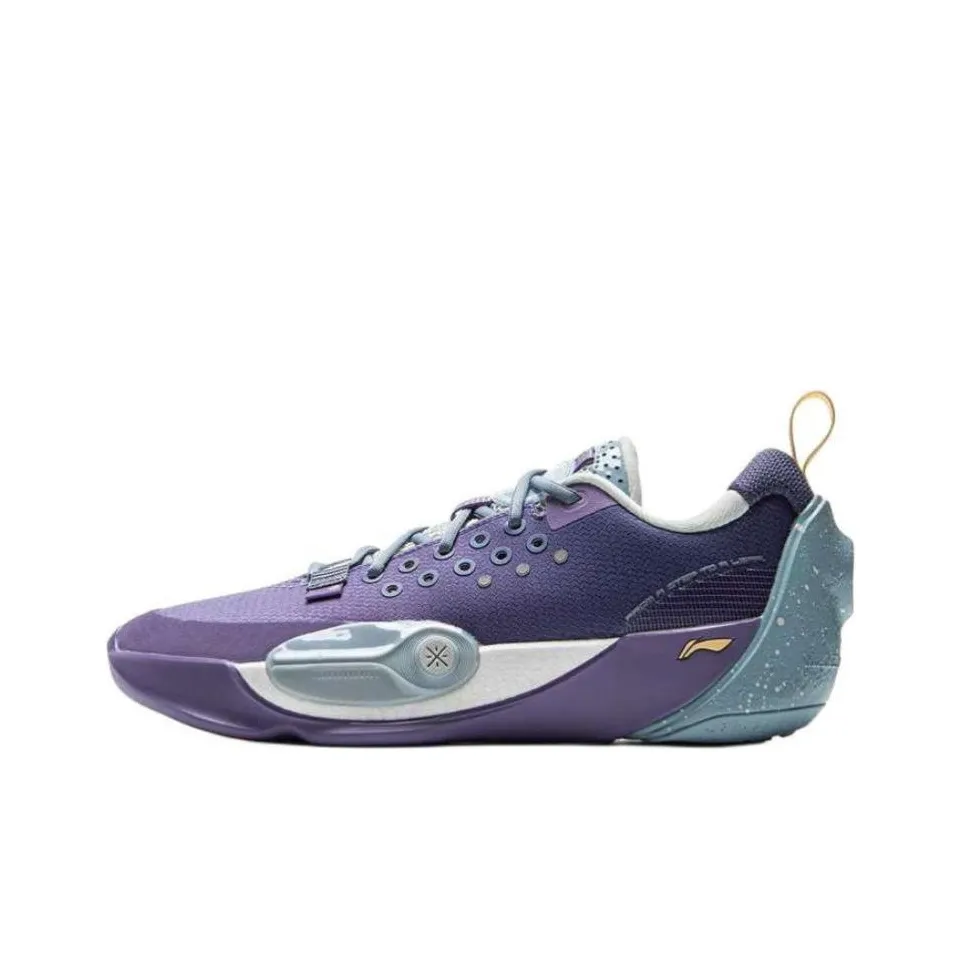 LINING YOUNG Амортизация Rebound Support Low Top Детские Баскетбольные Кроссовки Фиолетовый Синий