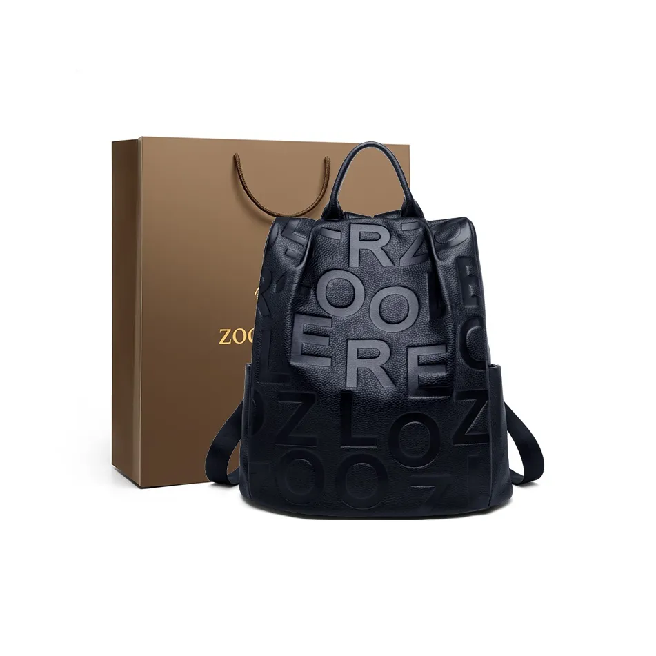 ZOOLER Коровья кожа Универсальный Классический черный Рюкзак Большой Унисекс Черный