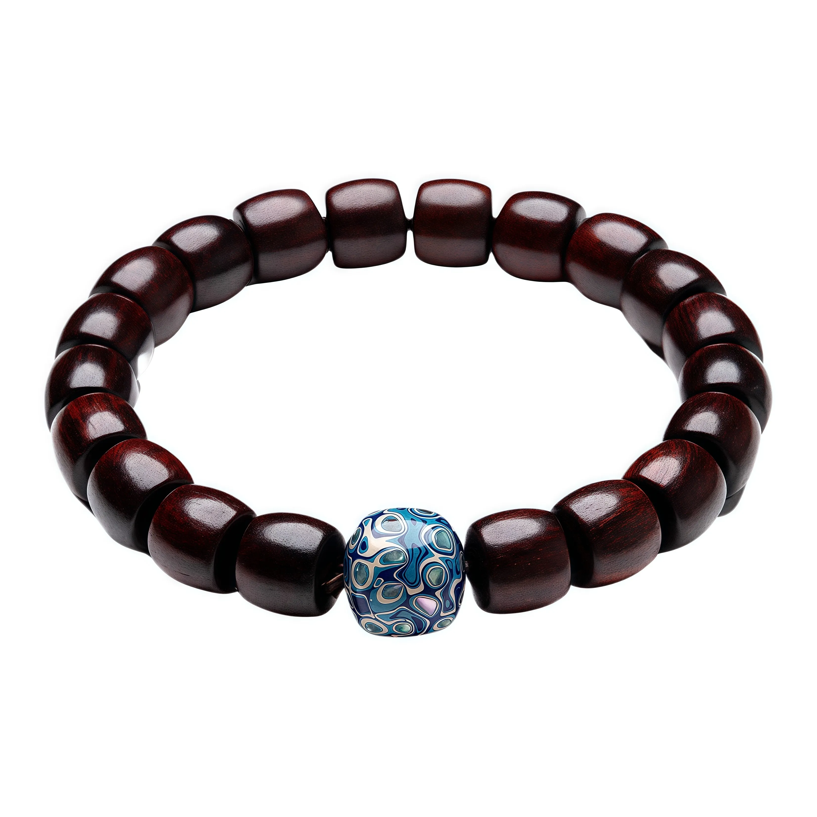 CHIKUANG Rosewood Blue Lacquer Bead Chinese Style New Trendy, Vintage Luxury Beaded Bracelet Unisex