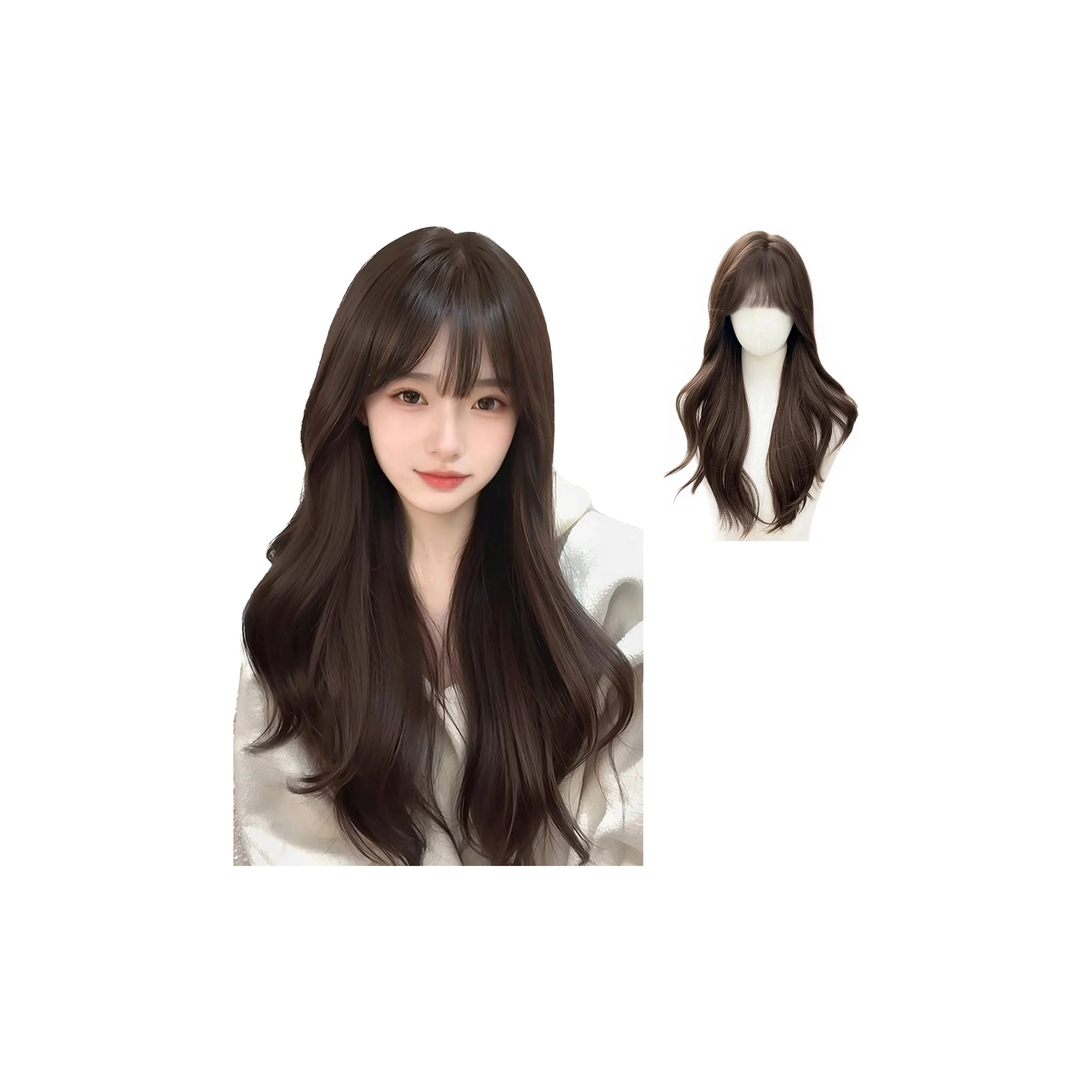 UMIFFA Перука Полная Набор для Женщин Искусственные Волосы Корейские Большая Волна Длинные Локоны Незаметный Бесшовный Повседневный Естественный Полная Перука