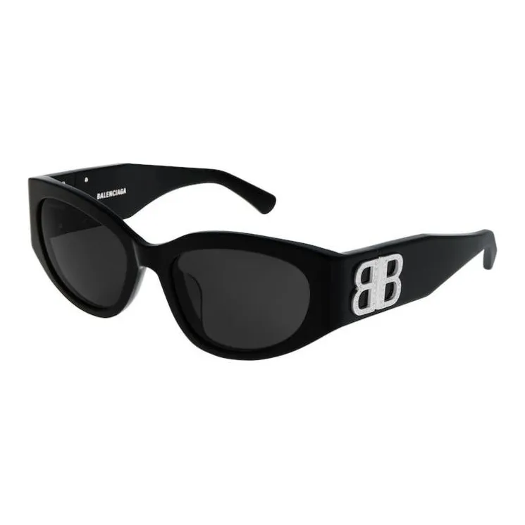 Balenciaga Acetate Rhinestone Irregular Shape Sunglasses Women's Black