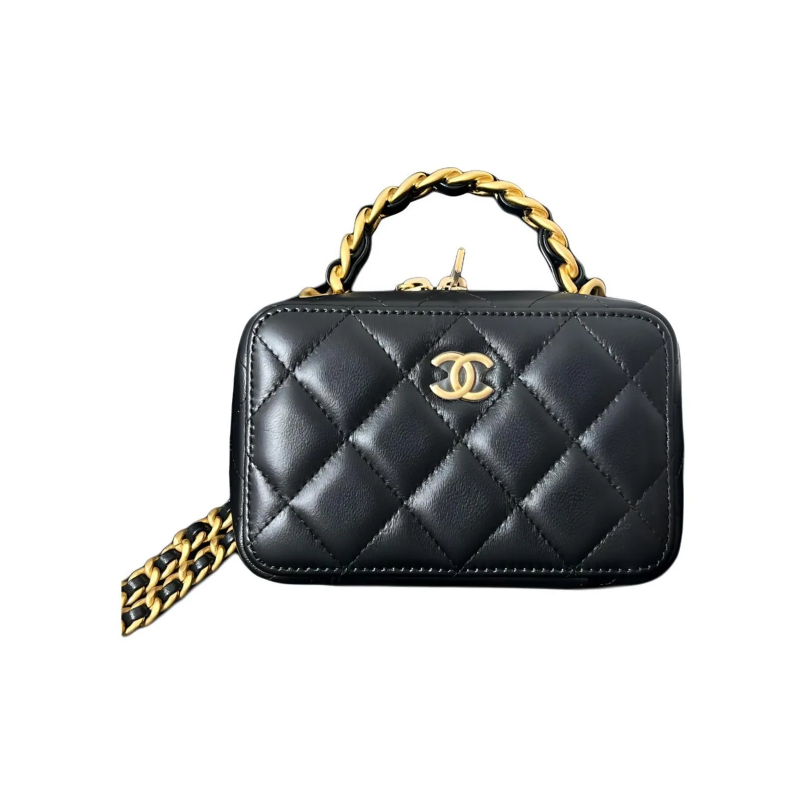 CHANEL Sheepskin Camera Bag, Makeup Bag, Handbag, Shoulder Bag, Crossbody Bag Women's Black