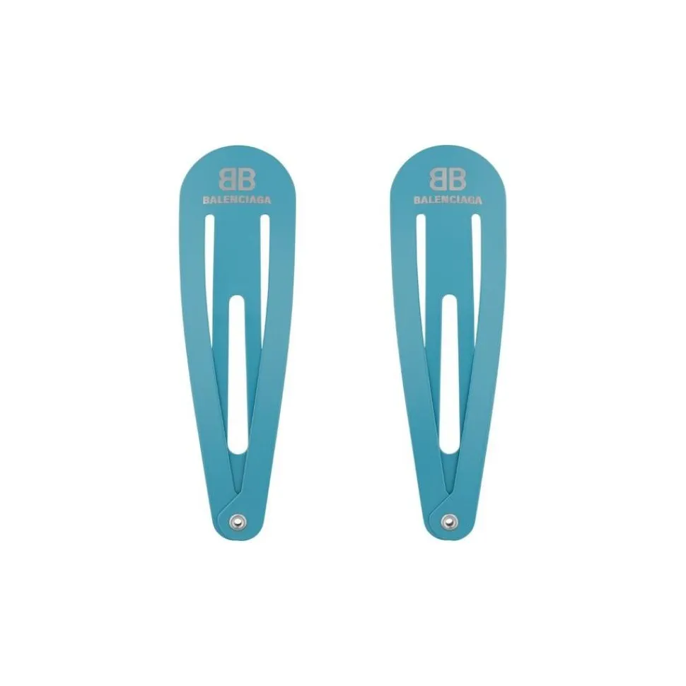 Balenciaga Steel, Brass Hair Clips Women's Blue