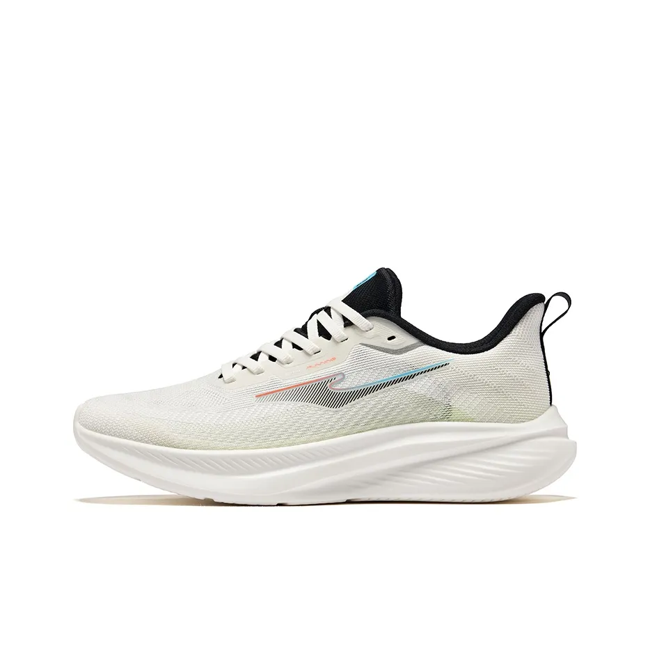 Erke Cushioning Breathable Rebound Low-Top Training Running Shoes Men's Microcrystal White Fluorescent Sprig Green