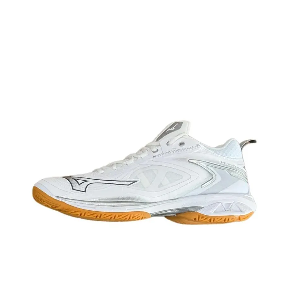 Mizuno Противоскользящая Устойчивая к истиранию Низкий Топ Бадминтон Обувь Унисекс Серебристо-Серый
