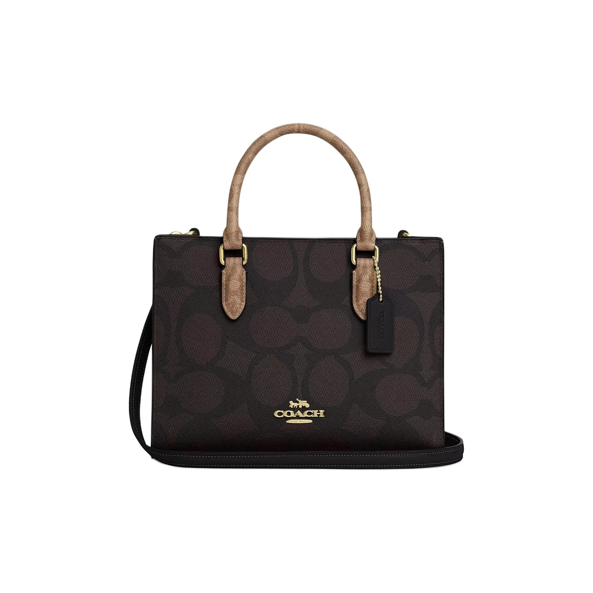 COACH Maggie PVC Tote Bag Shopping Bag Shoulder Bag Crossbody Bag Handbag Small Size Women's Black