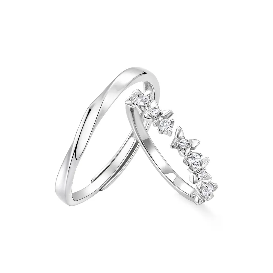 VEODO 925 Sterling Silver Rings Unisex Gift Box Set