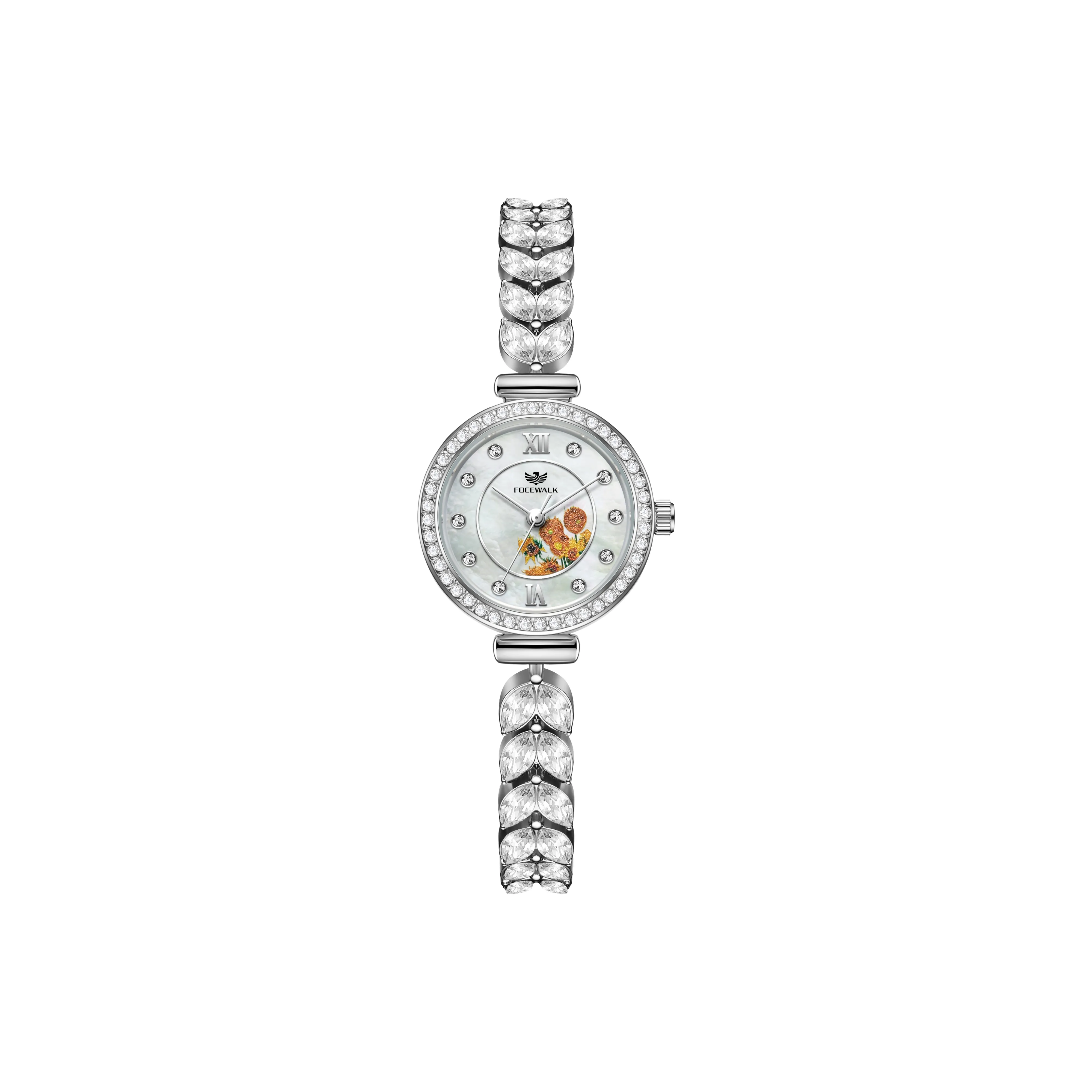 FOCEWALK Sunflower Collection Кварцевый механизм ремешок из нержавеющей стали женские часы