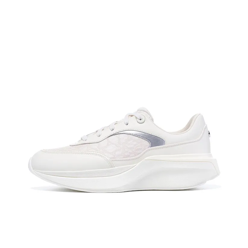 LI NING 1990 Cushioning Height Increasing Rebound Low Top Casual Shoes Women's White