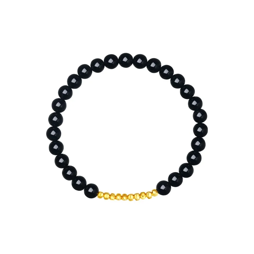 CHOW TAI SENG Agate Advanced Textured Beaded Bracelet Elegant Accessories Men's