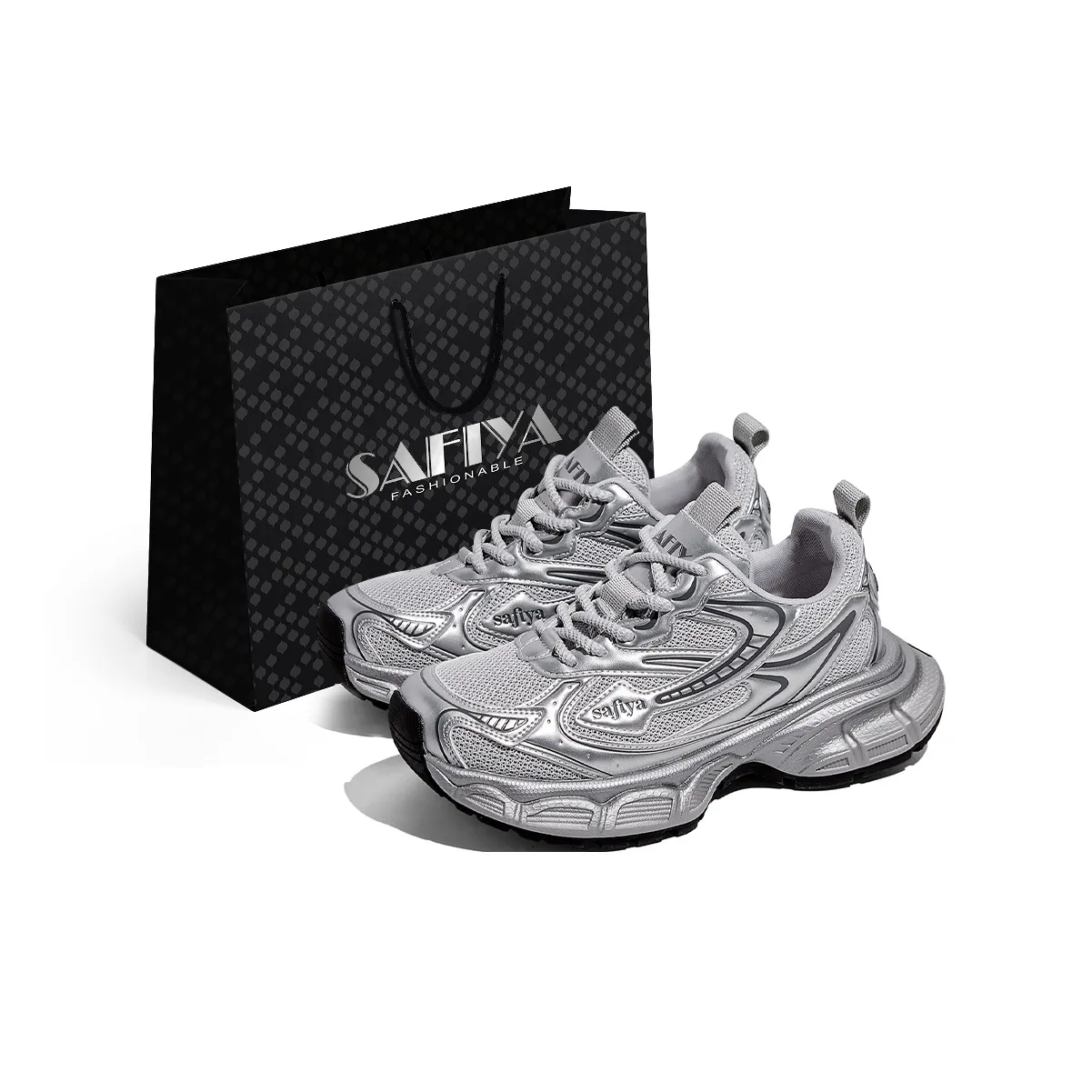 Safiya Low Топ Толстая подошва Кроссовки Унисекс Серебристо-Серый