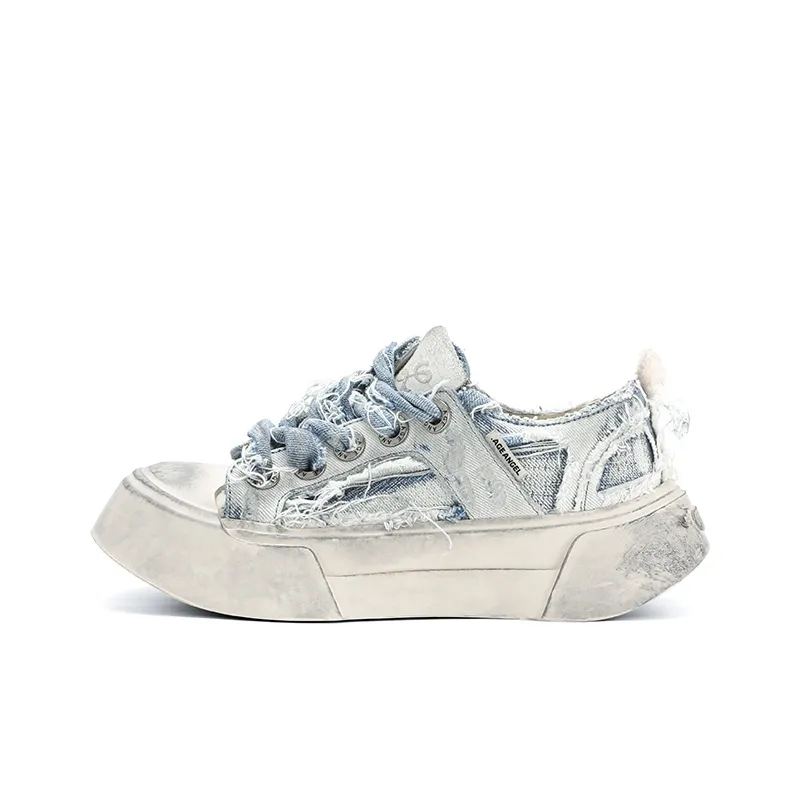 AGE ANGEL MEMENTO Устойчивые к истиранию Увеличивающие высоту Низкие кеды Унисекс Джинсовый синий