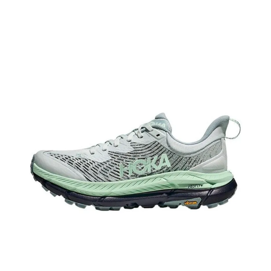 HOKA ONE ONE Mafate Speed 4 Slip-resistant Abrasion-resistant Low-top Trail Running Shoes Women's Gray Green HOKA ONE ONE Mafate Speed 4 Противоскользящие Износостойкие Низкие Кроссовки для Беговых Пути Женские Серый Зеленый