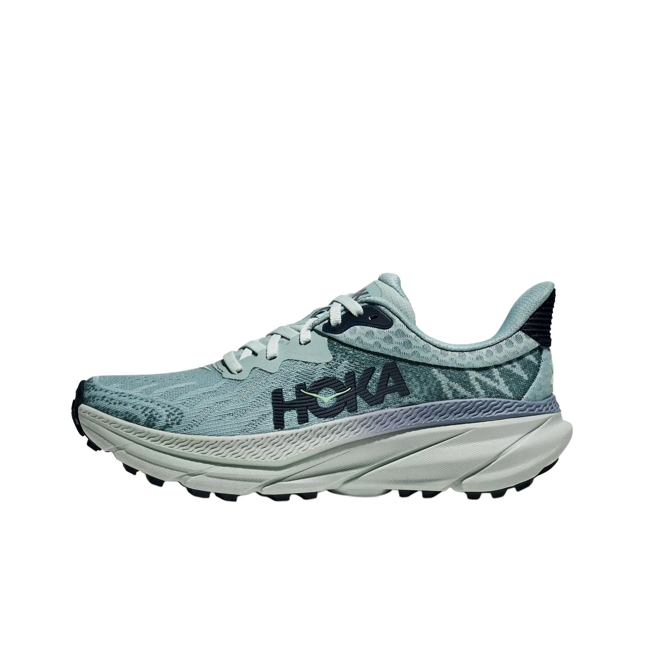 HOKA ONE ONE Challenger 7 Anti Slip Wear Resistant Low Top Trail Running Shoes Women's Gray Blue