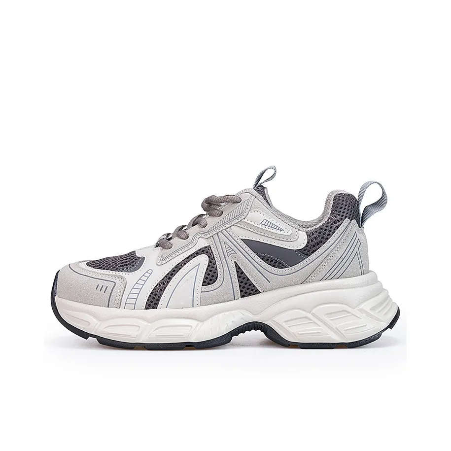 Joy Mario Легкий визуально увеличивает рост Низкий топ Толстая подошва Кроссовки Женские Серый