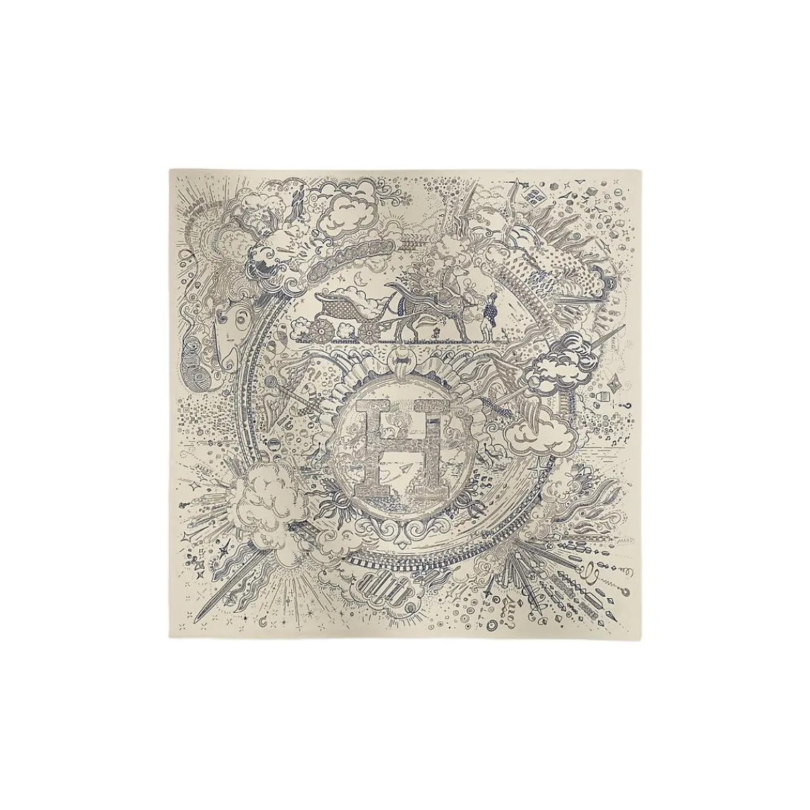 HERMES Mulberry Silk Silk Scarves Women's Cream