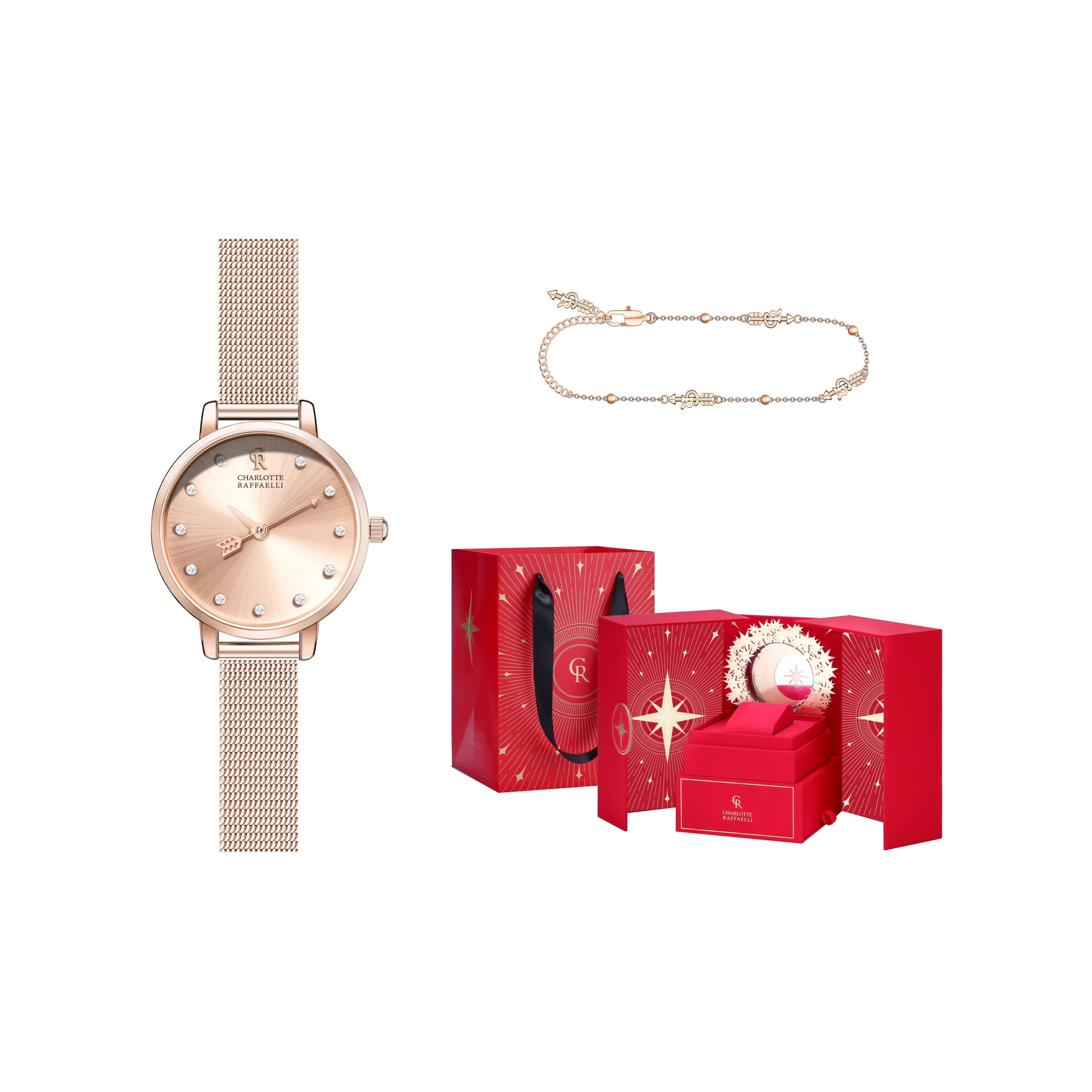 CHARLOTTE RAFFAELLI Кварцевый механизм Женские Arrow Of Eros Часы 26мм*26мм*7,6мм Золотой